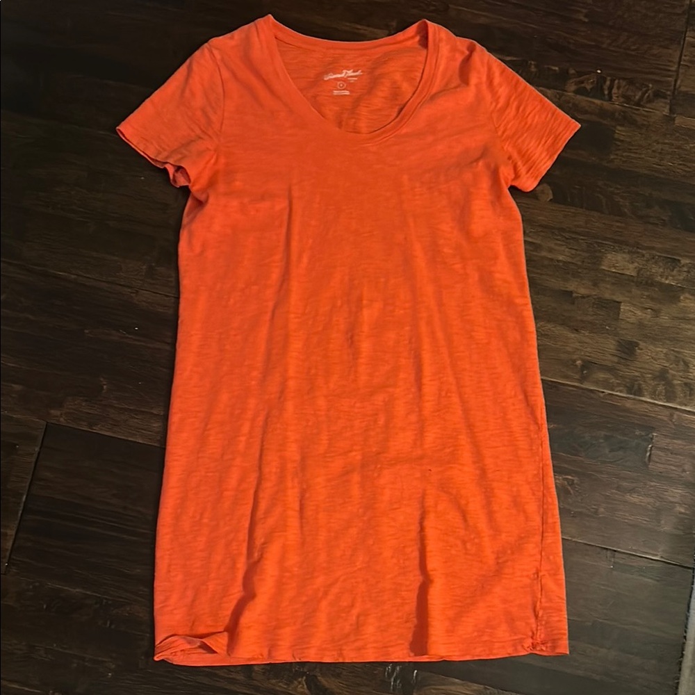Bright Red/Orange Scoop neck T-Shirt dress